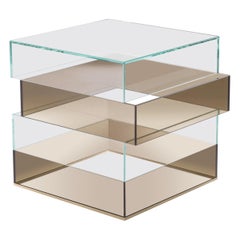 Vintage 21st Century Jenga Side Table in Bronzed Glass by Gianfranco Ferré Home