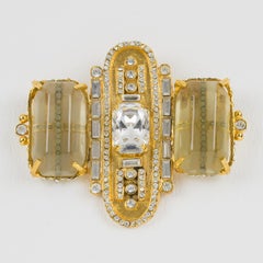 Gianfranco Ferre Jeweled Gilded Brooch with Acrylic Lucite Cabochons