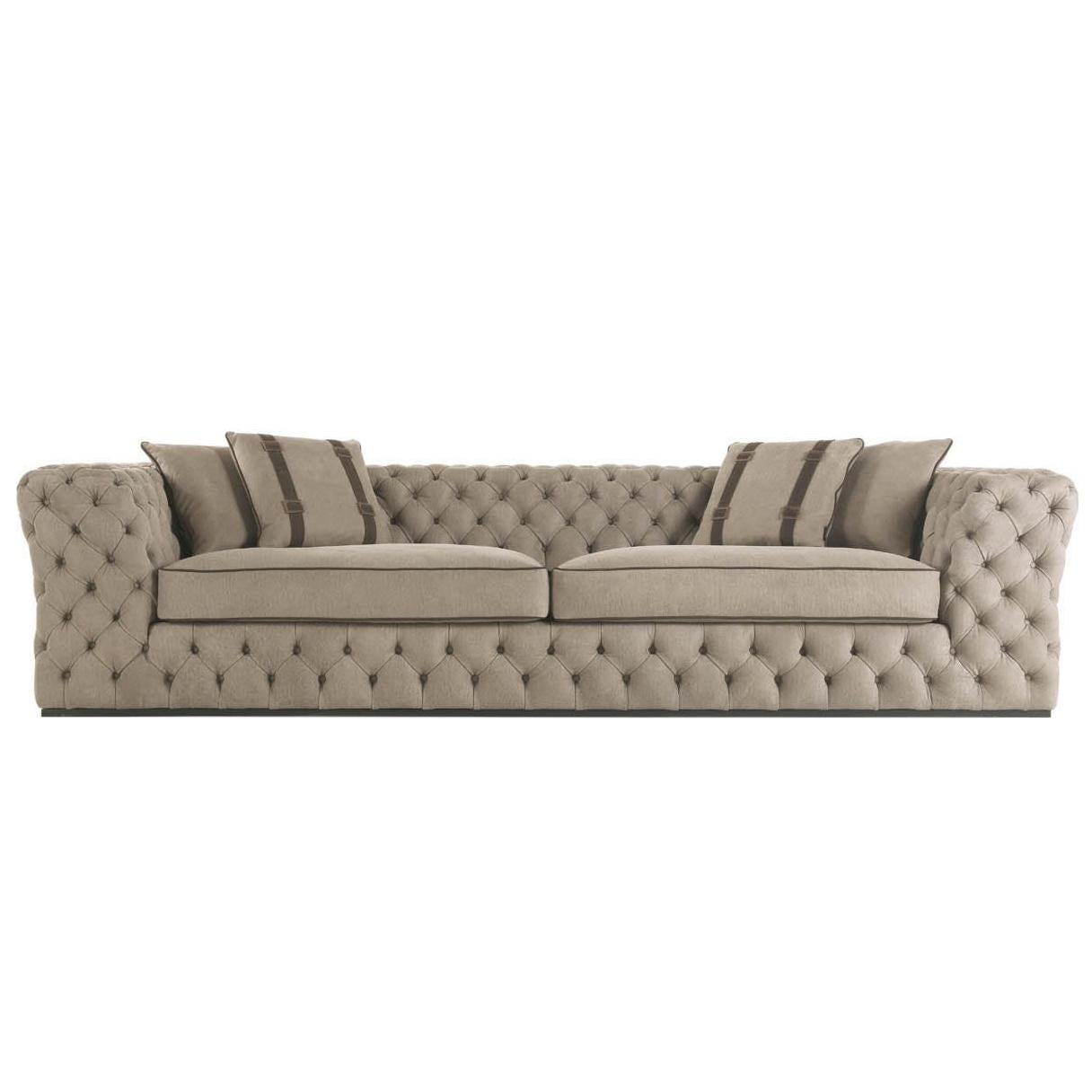 Gianfranco Ferre King's Cross Three-Seat Sofa in Beige Leather For Sale