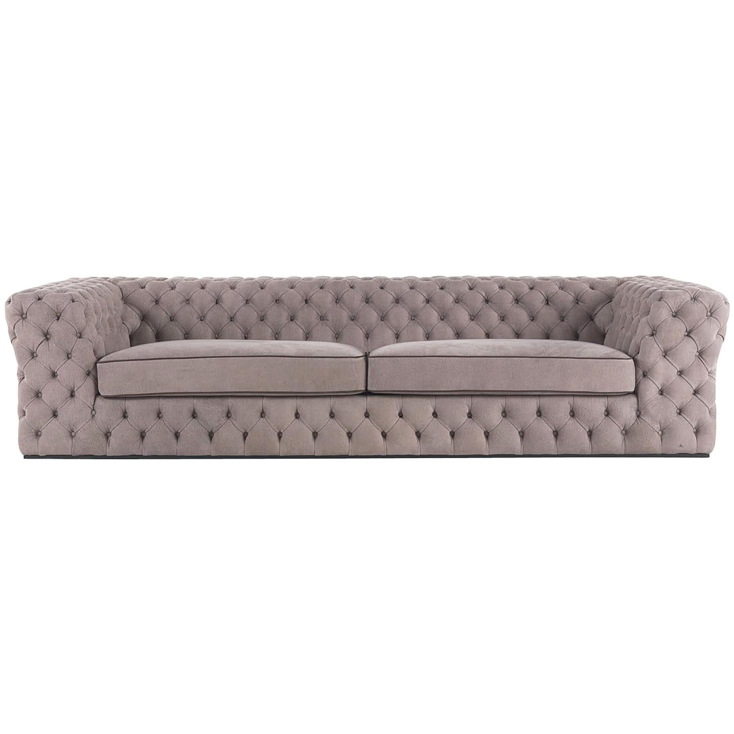 Gianfranco Ferre King's Cross Three-Seat Sofa in Taupe Leather For Sale