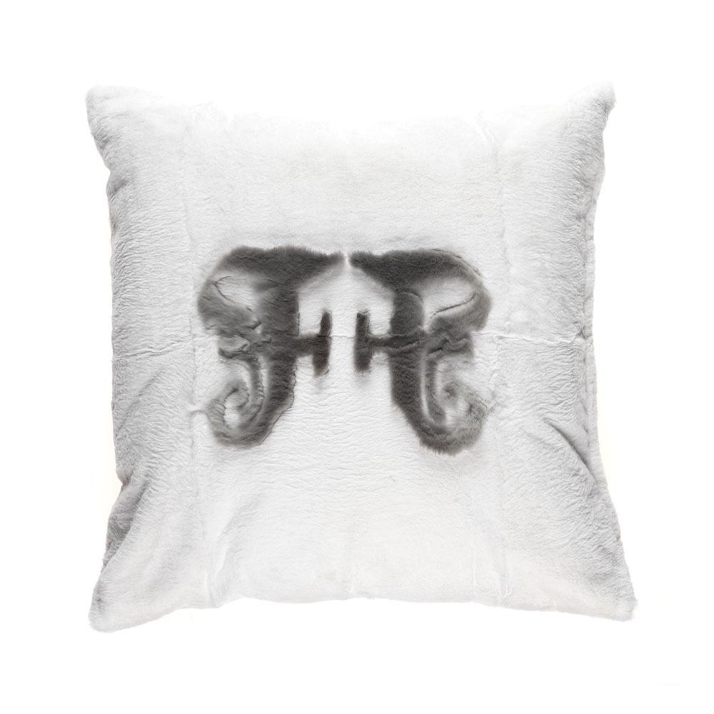 Gianfranco Ferré Kirah Gothic Pillow in White and Grey Orylag Fur For Sale