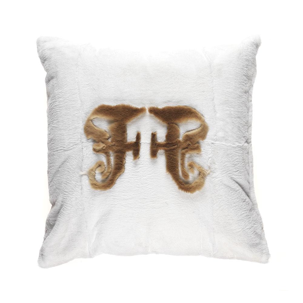 Gianfranco Ferré Kirah Gothic Pillow in White Orylag Fur For Sale