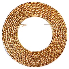 Vintage Gianfranco Ferre Large 3" Gold Circle Brooch