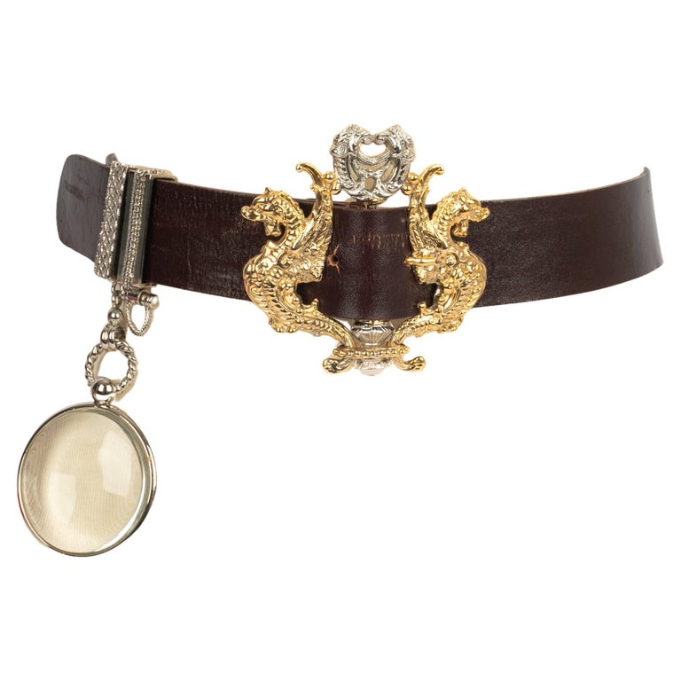 Gianfranco Ferre Italy Snakeskin Belt Unique Gold Metal Geometric Buckle VTG 90s Gianfranco ferre gold metallic - Gem main image 3