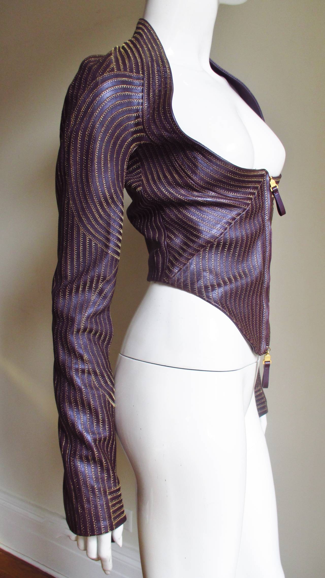 Gianfranco Ferre New Cut out Leather Jacket  In Excellent Condition In Water Mill, NY
