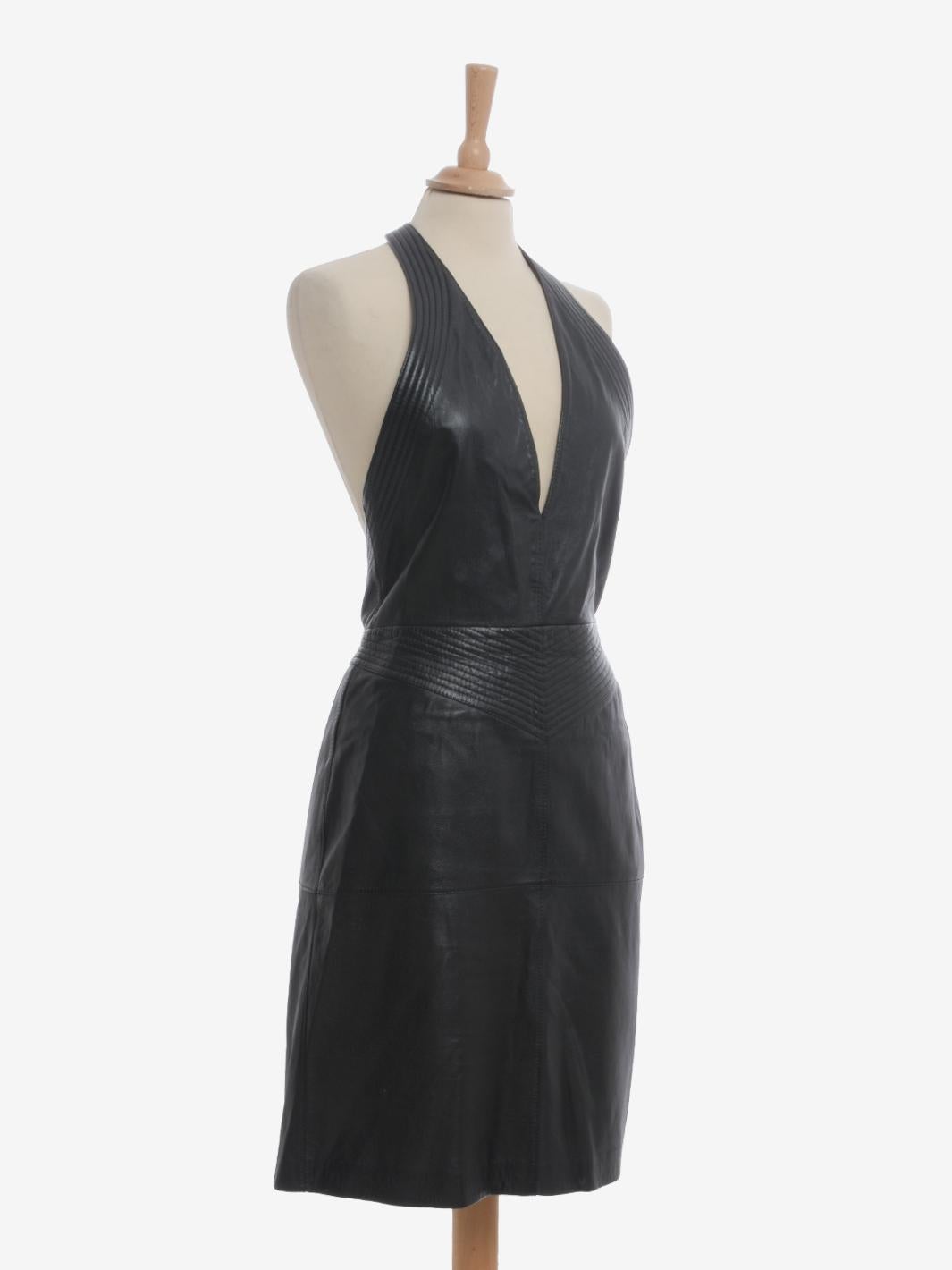 Gianfranco Ferré Leather Midi Dress - 80s In Excellent Condition For Sale In Milano, IT