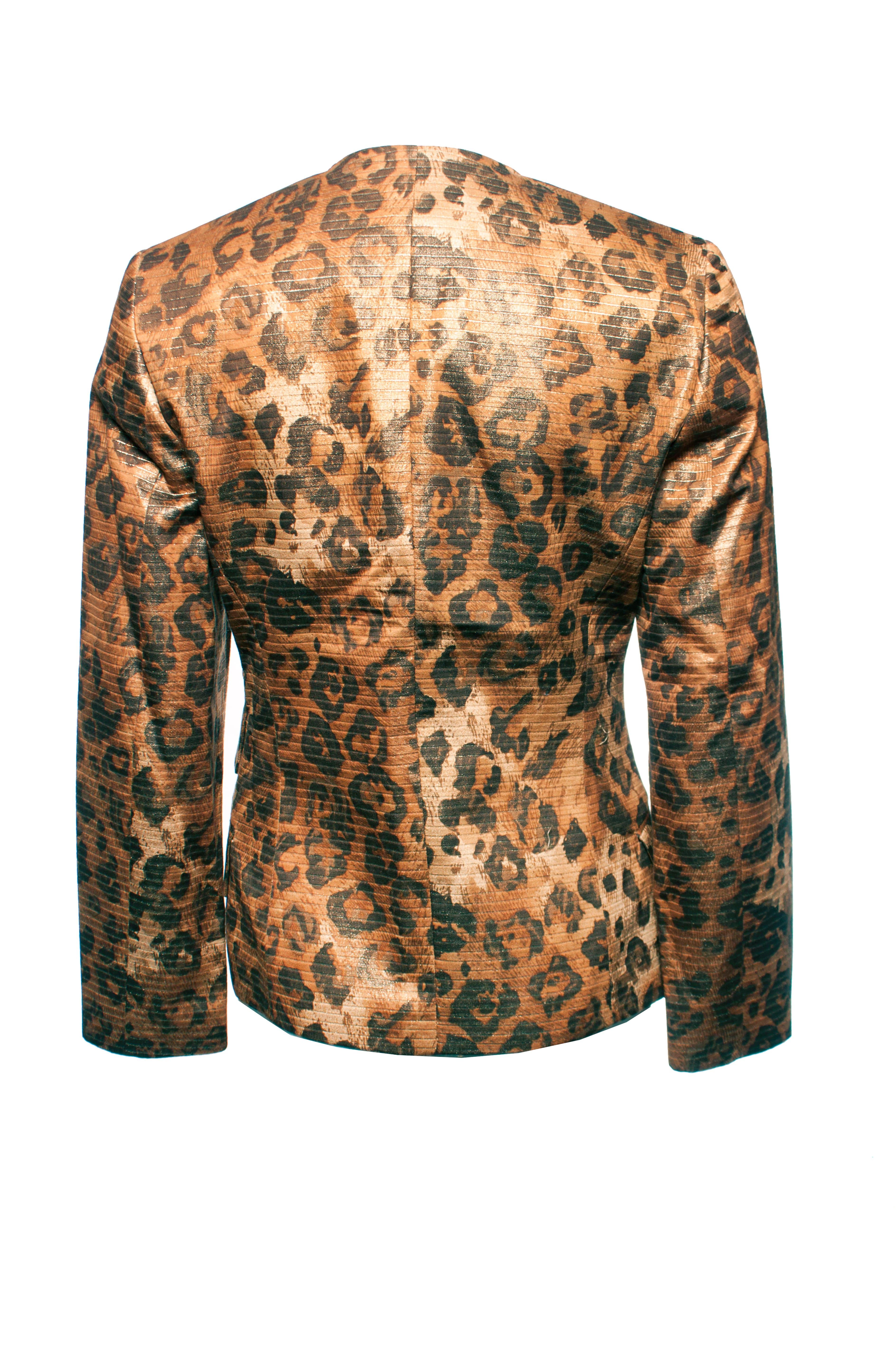 Marrone Gianfranco Ferrè, blazer leopardato con lurex. in vendita