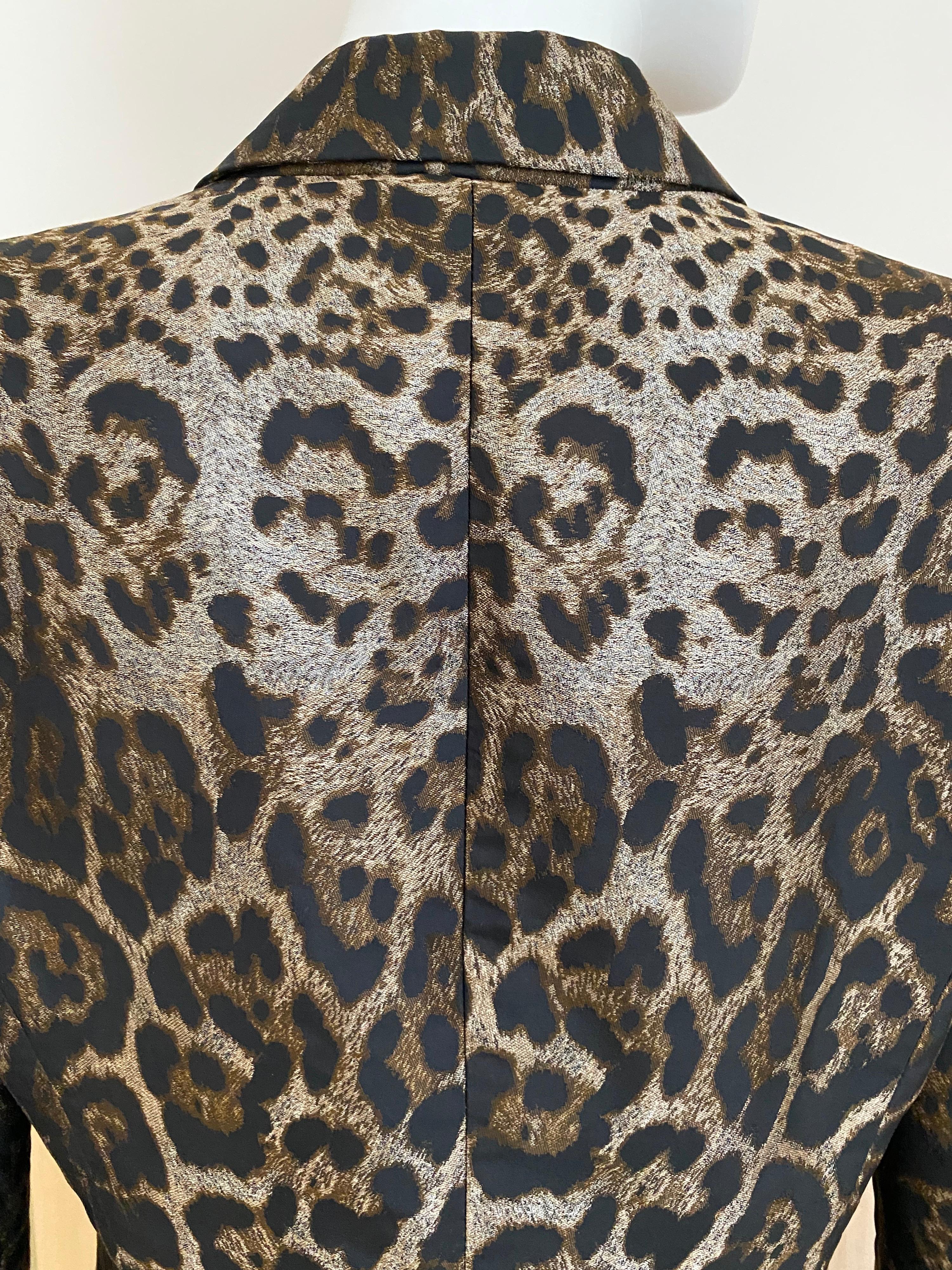 Gianfranco Ferre Leopard Print Silk Blazer Jacket For Sale 2