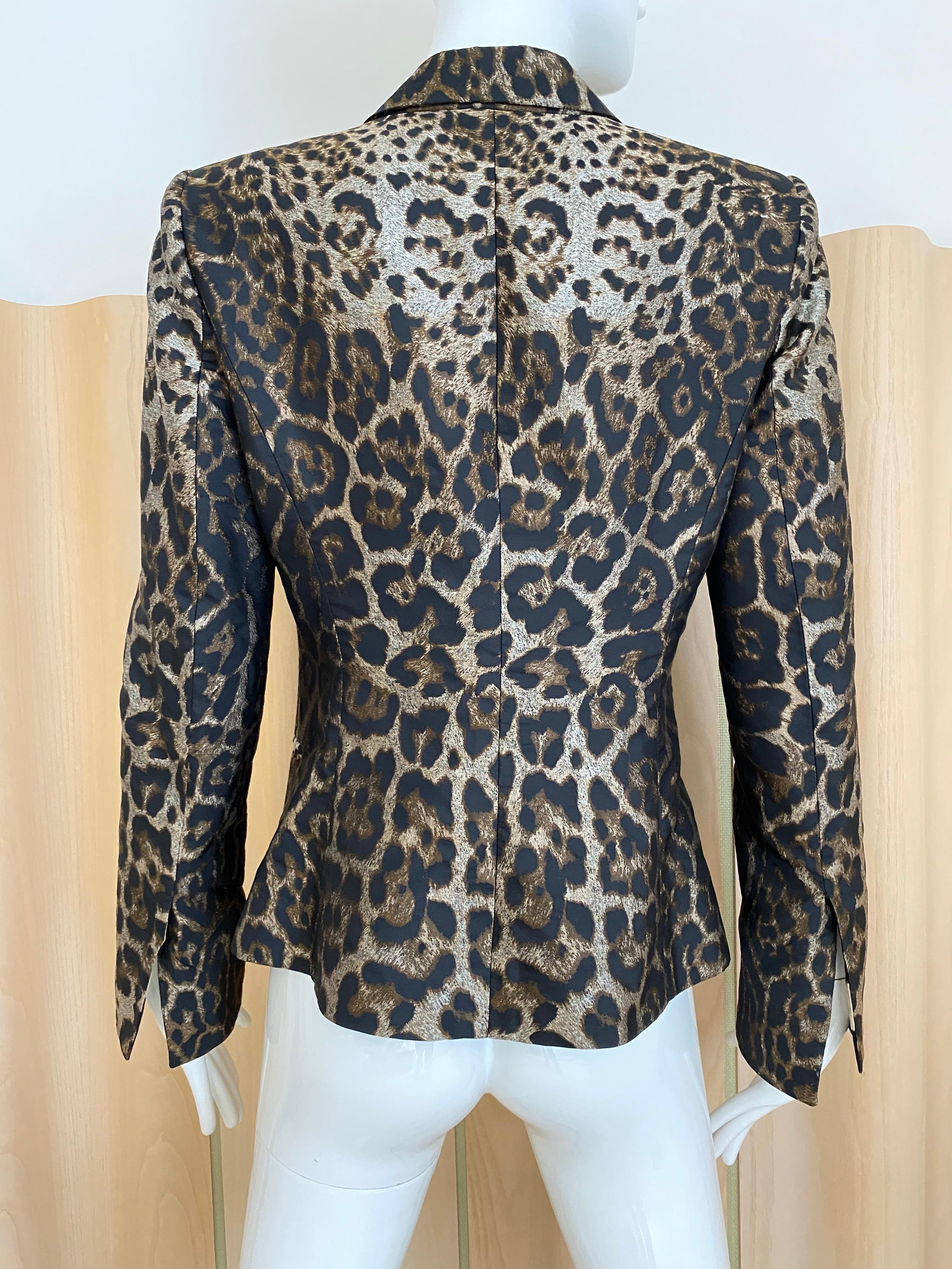 Gianfranco Ferrè giacca blazer in seta con stampa leopardo In condizioni ottime in vendita a Beverly Hills, CA