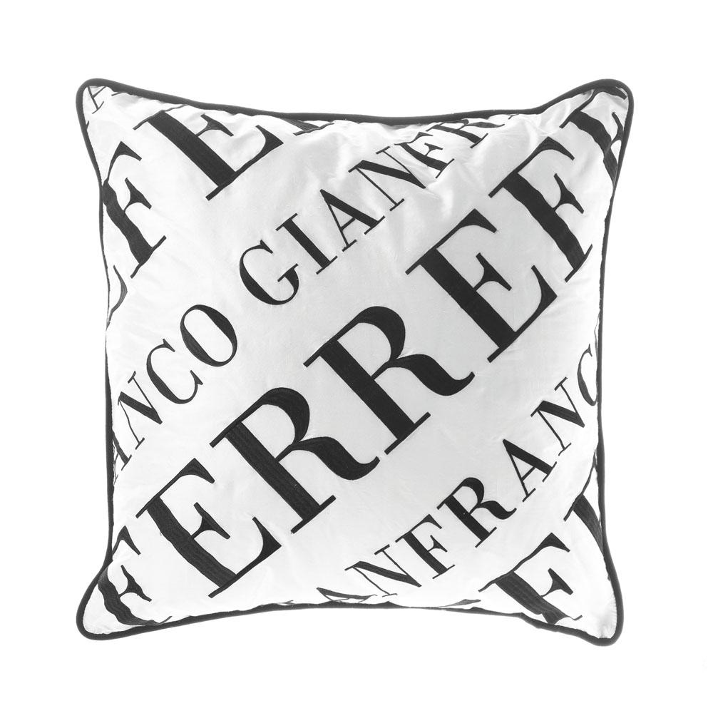 Gianfranco Ferré Logo Bold Pillow in Black and White Fabric For Sale