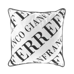 Gianfranco Ferré Logo Bold Pillow in Black and White Fabric