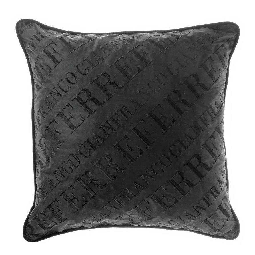 Gianfranco Ferré Logo Pillow in Black Fabric For Sale