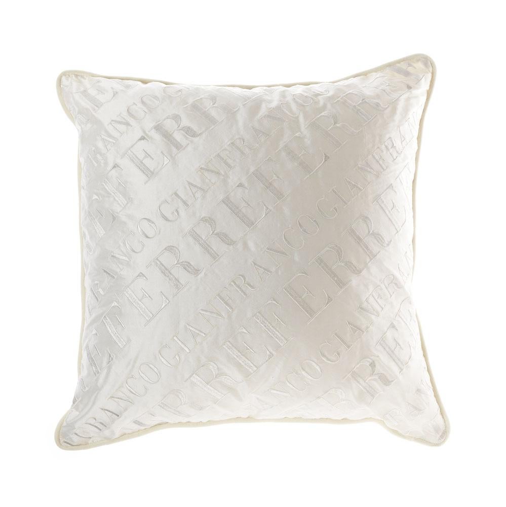 Gianfranco Ferré Logo Pillow in White Fabric For Sale