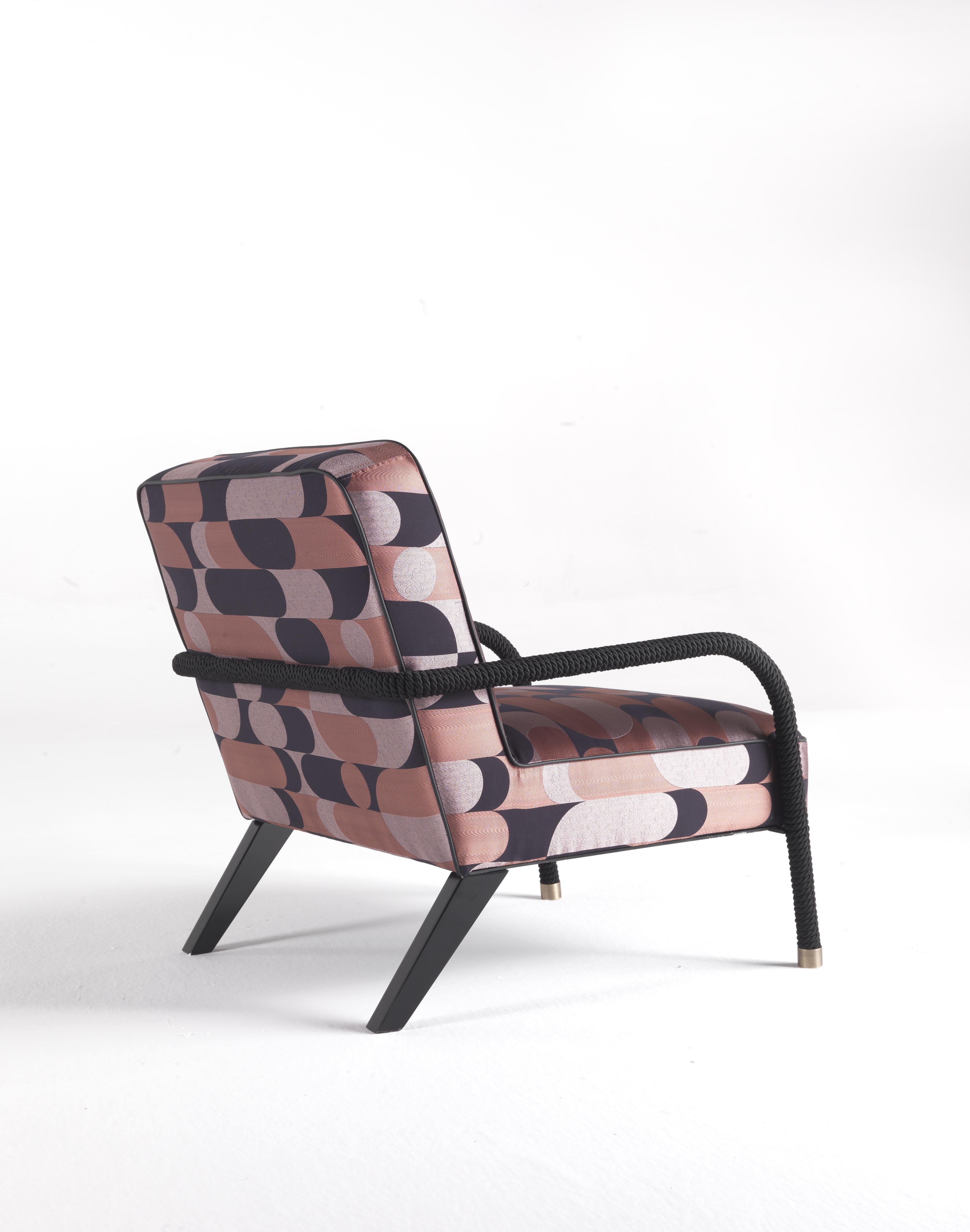 Modern 21st Century Loop Armchair in 1950s Pink Jacquard by Gianfranco Ferré Home