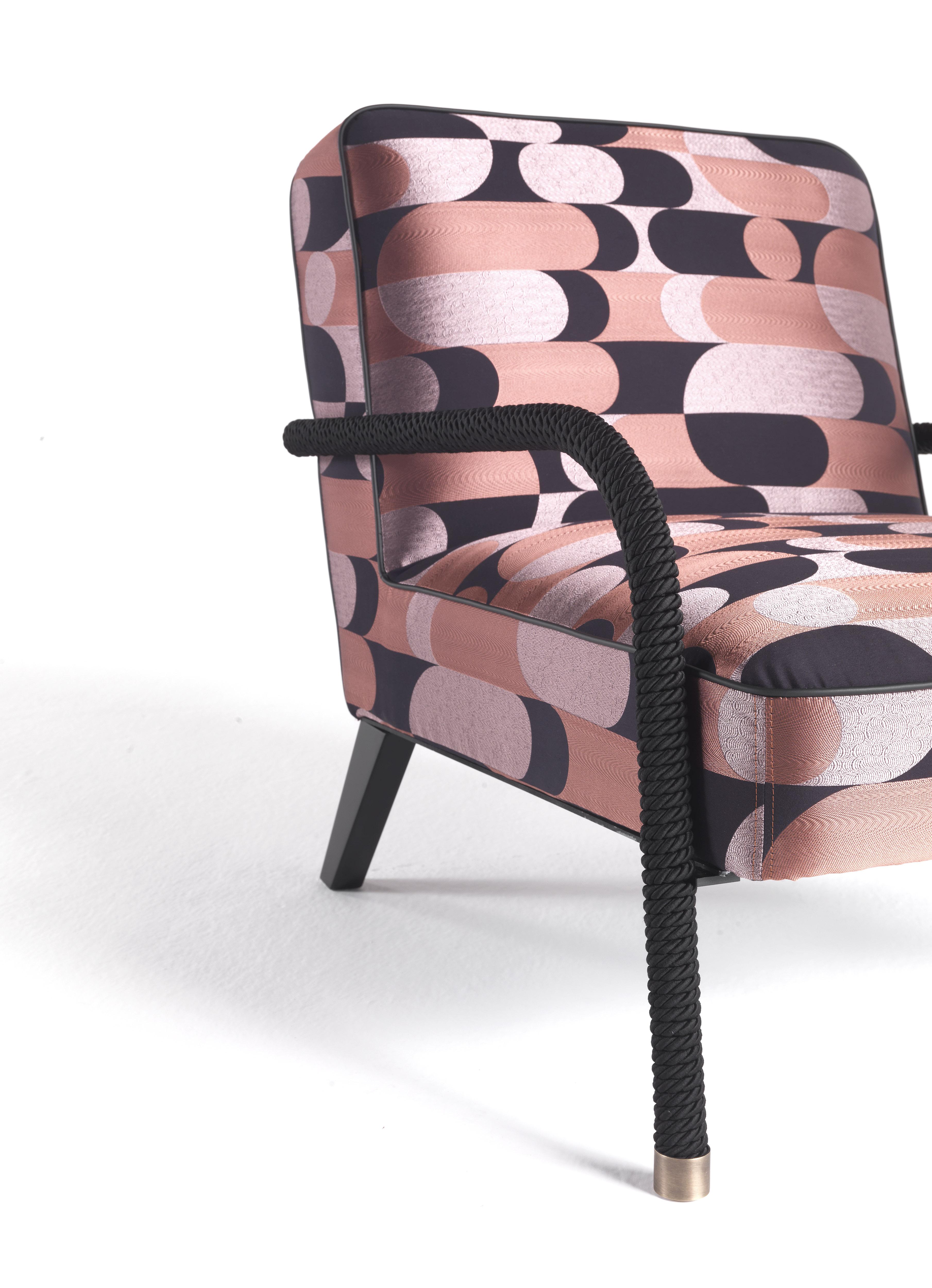 21st Century Loop Armchair in 1950s Pink Jacquard by Gianfranco Ferré Home In New Condition In Cantù, Lombardia