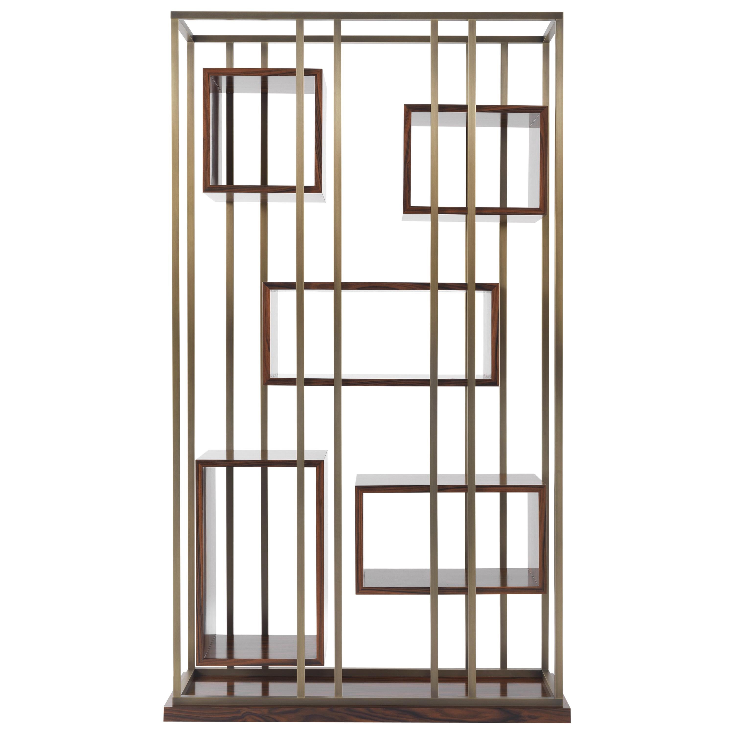 21st Century Mackintosh Bookcase in Brass and Wood by Gianfranco Ferré Home