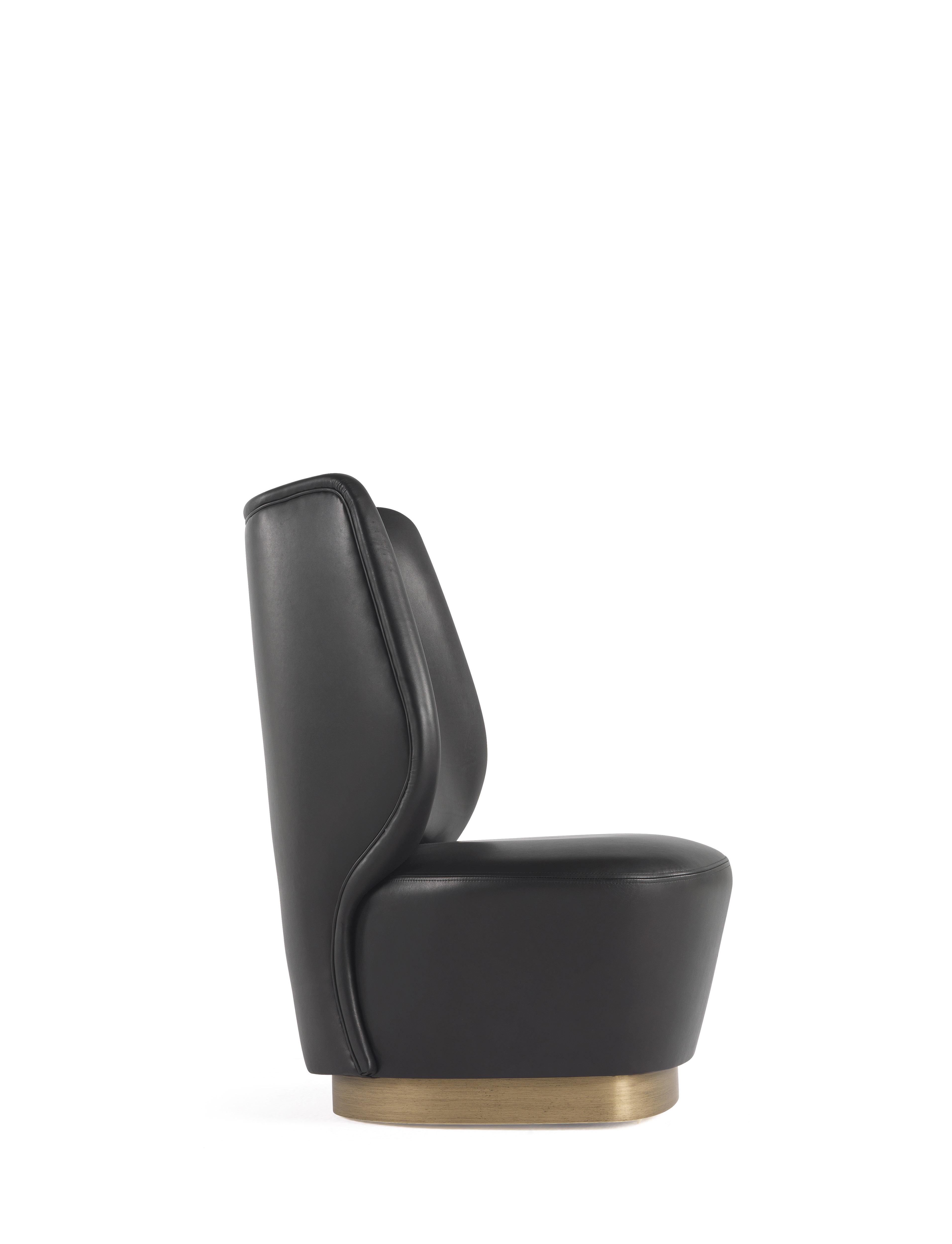 Marvila-Sessel aus schwarzem Leder für das 21. Jahrhundert von Gianfranco Ferré Home (Moderne) im Angebot