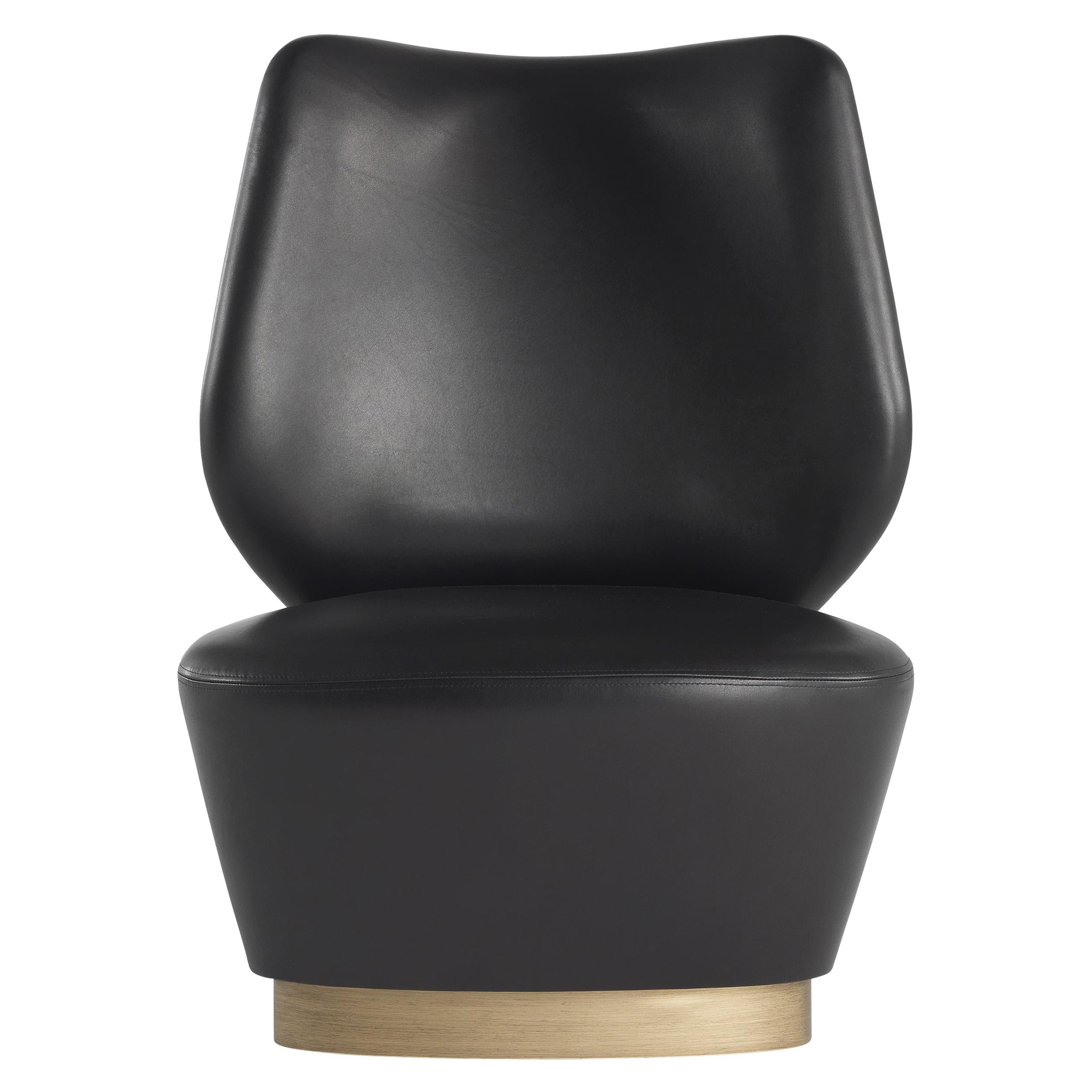 Marvila-Sessel aus schwarzem Leder für das 21. Jahrhundert von Gianfranco Ferré Home