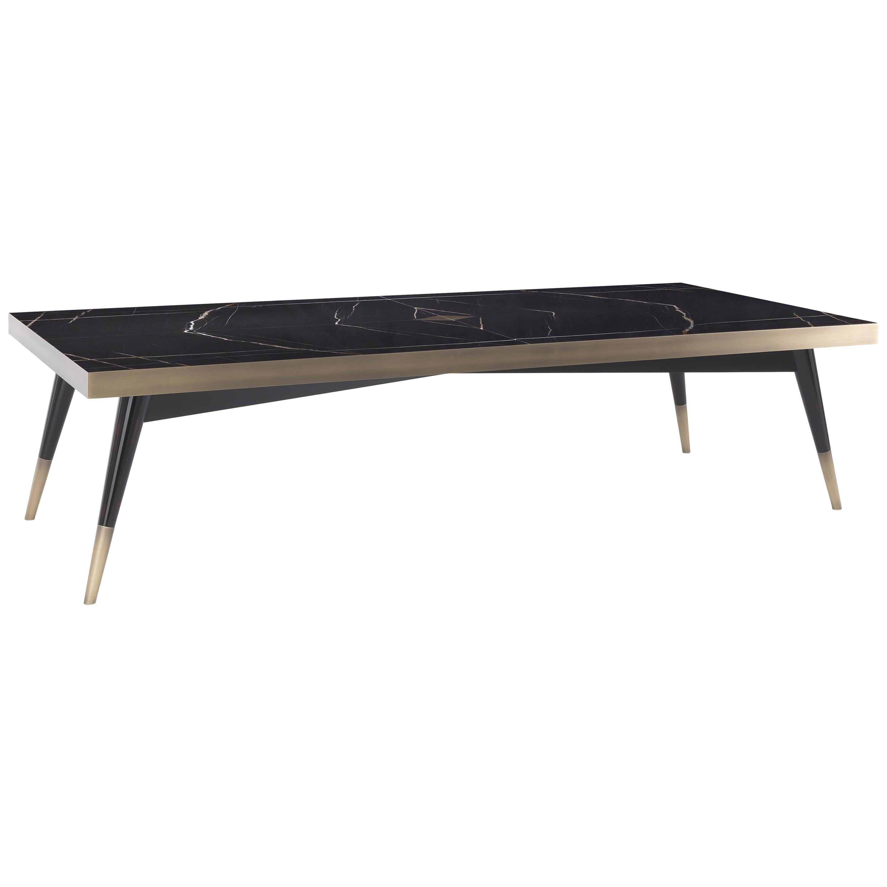 Gianfranco Ferré Mayfair 1 Rectangular Dining Table in Wood with Bronzed Legs For Sale