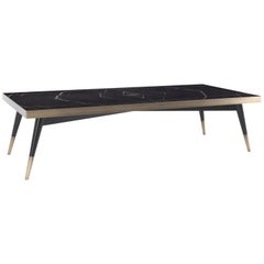 Gianfranco Ferré Mayfair 1 Rectangular Dining Table in Wood with Bronzed Legs