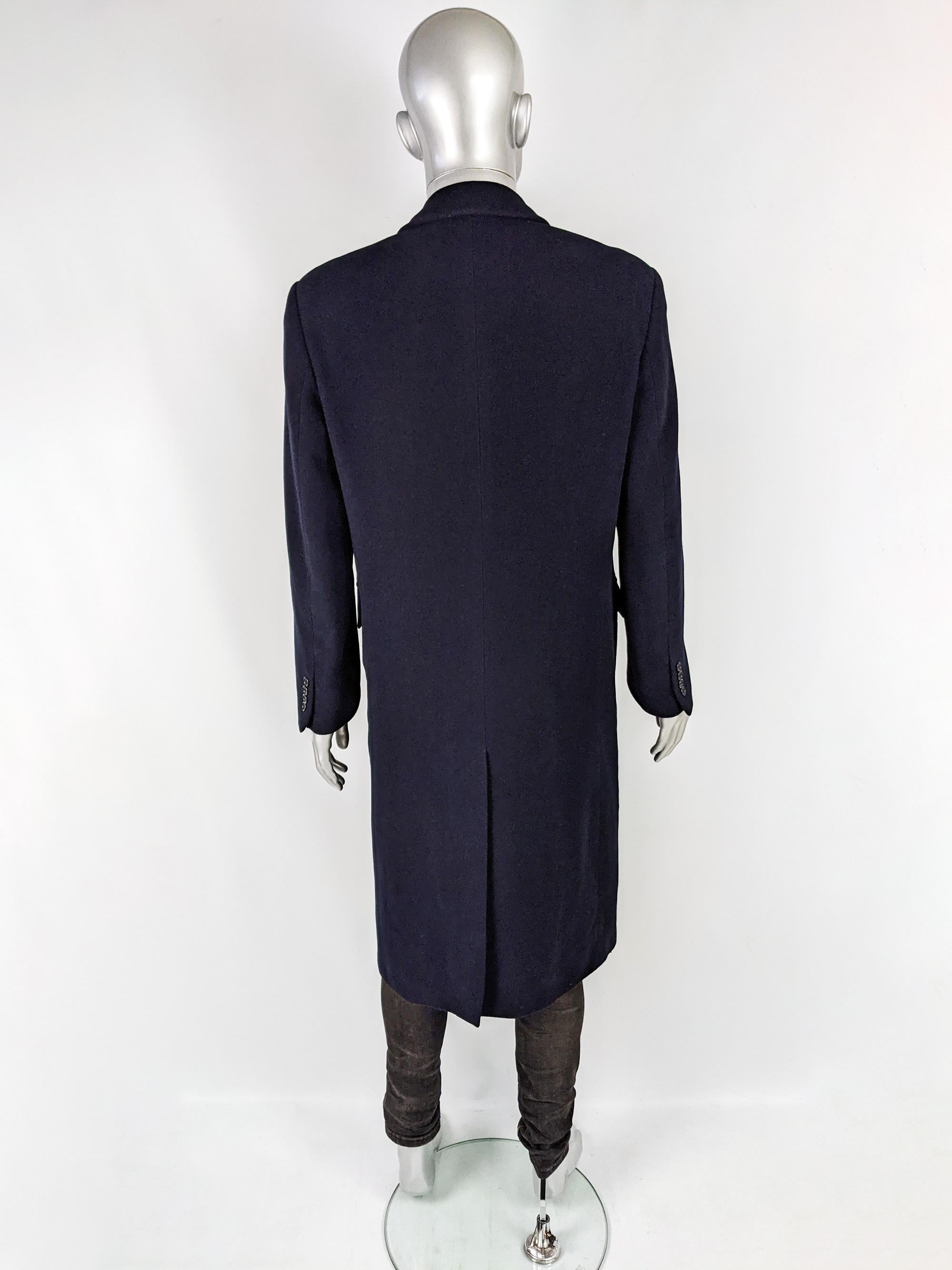 Black Gianfranco Ferre Mens Vintage Navy Blue Wool Pea Coat