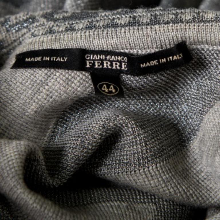 Donna Gianfranco Ferre Top a maniche corte in maglia jacquard a motivi metallici M. in vendita