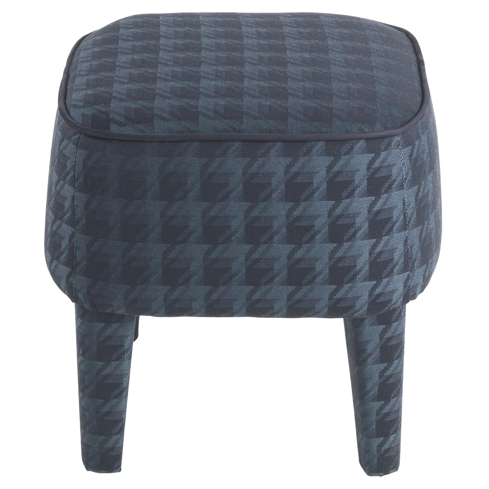 21st Century Mini Pouf in Blue Fabric by Gianfranco Ferré Home