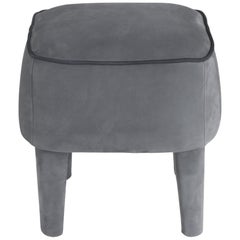 21st Century Mini Pouf in Dark Silver Nabuk by Gianfranco Ferré Home