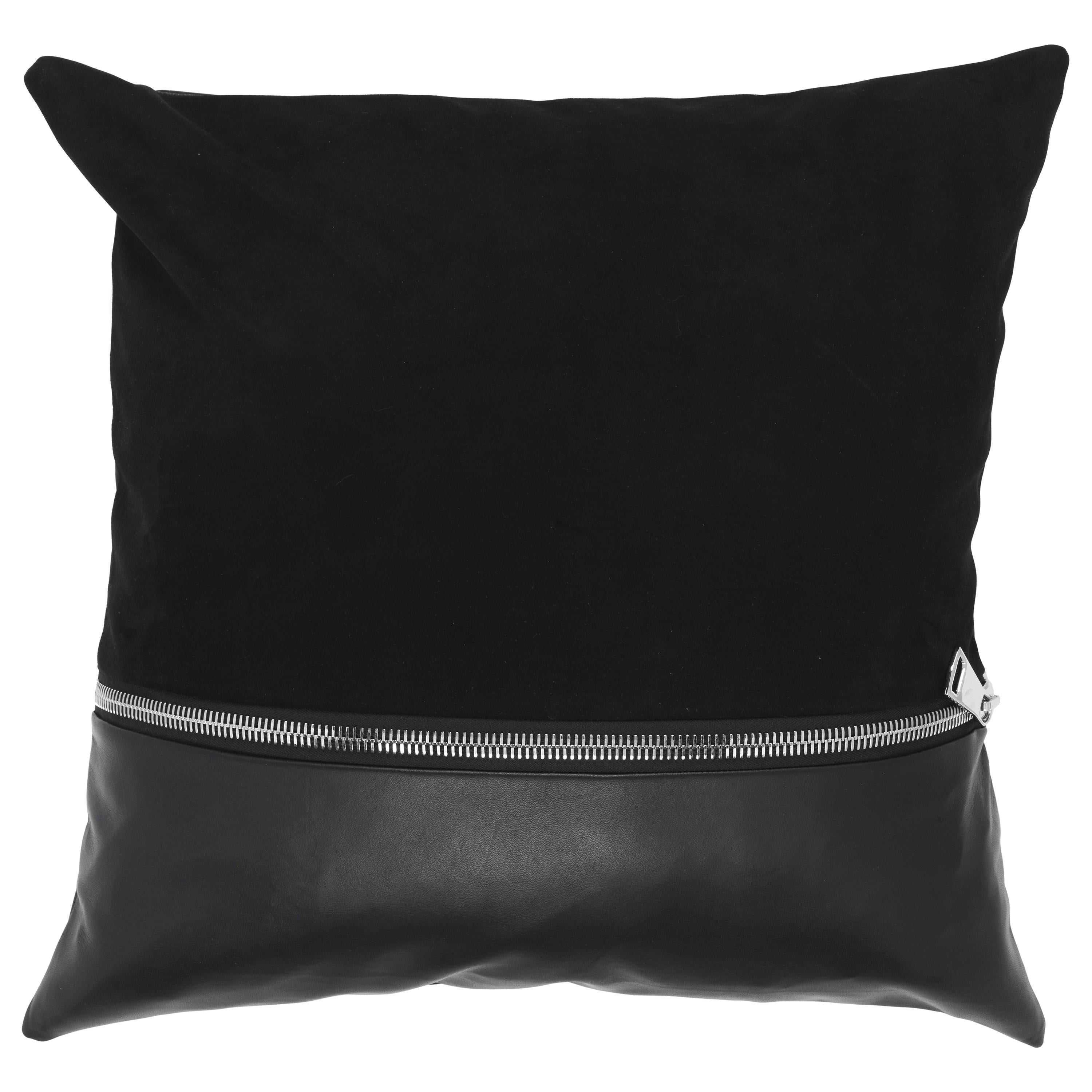 21st Century Missie Black Cushion in Suede and Leather by Gianfranco Ferré Home For Sale