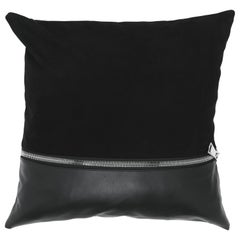 21st Century Missie Black Cushion in Suede and Leather by Gianfranco Ferré Home