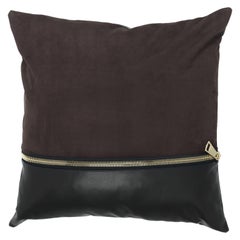 21st Century Missie Brown Cushion in Suede and Leather by Gianfranco Ferré Home