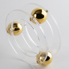 Gianfranco Ferre Modernist Space Age Acrylic and Metal Bangle Bracelet