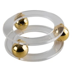 Gianfranco Ferre Modernist Space Age Acrylic and Metal Bangle Bracelet