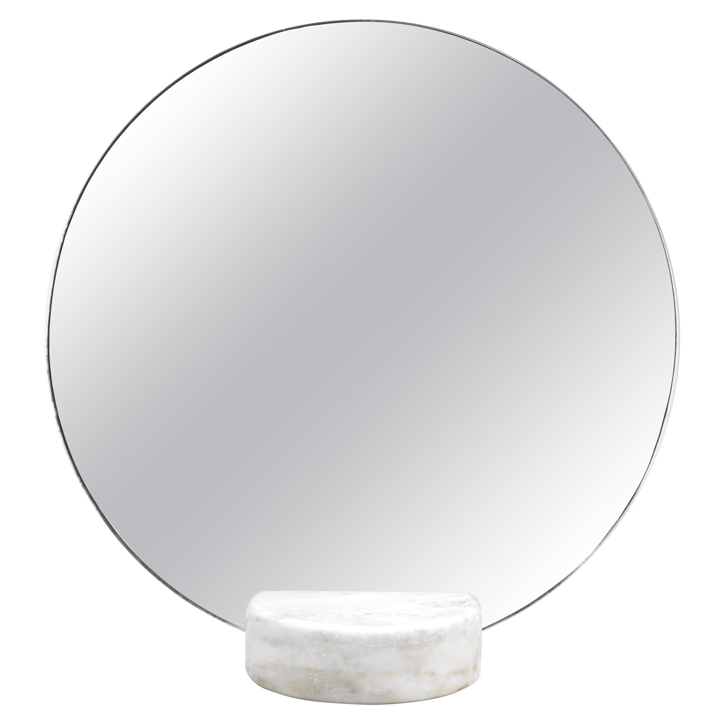 21st Century Moon Table Mirror with Base in Marble by Gianfranco Ferré Home For Sale