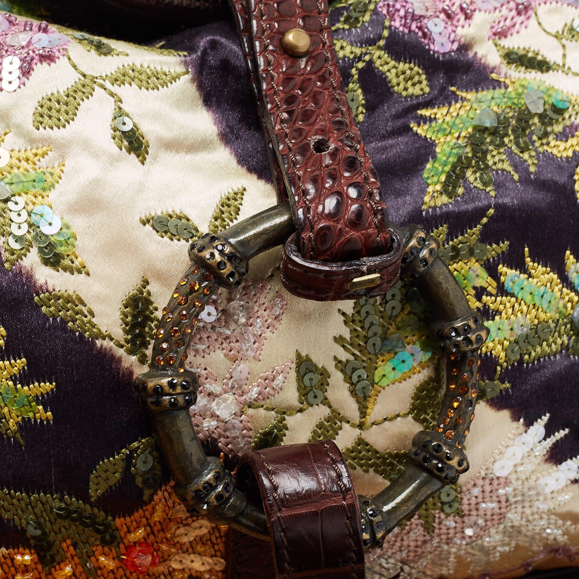 Women's Gianfranco Ferre Multicolor Zebra/Floral Calfhair, Satin and Crocodile Embellish For Sale