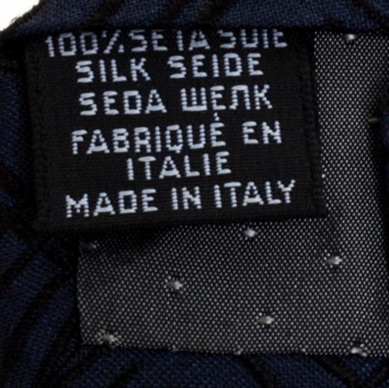 Black Gianfranco Ferre Navy Blue Embroidered Silk Tie For Sale
