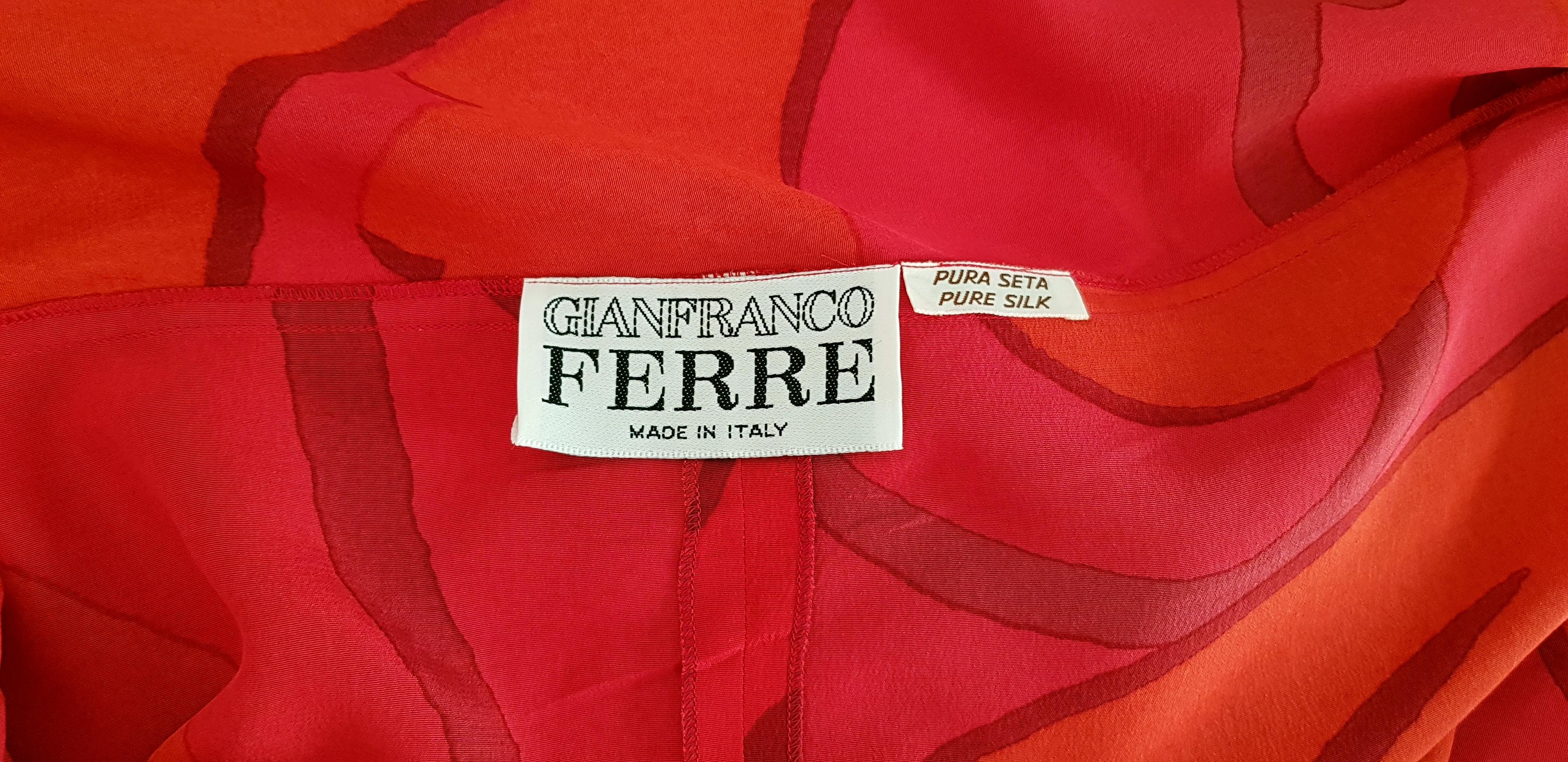 Gianfranco FERRÉ Couture Red Silk Dress with Skirt Foulard - Unworn For Sale 7