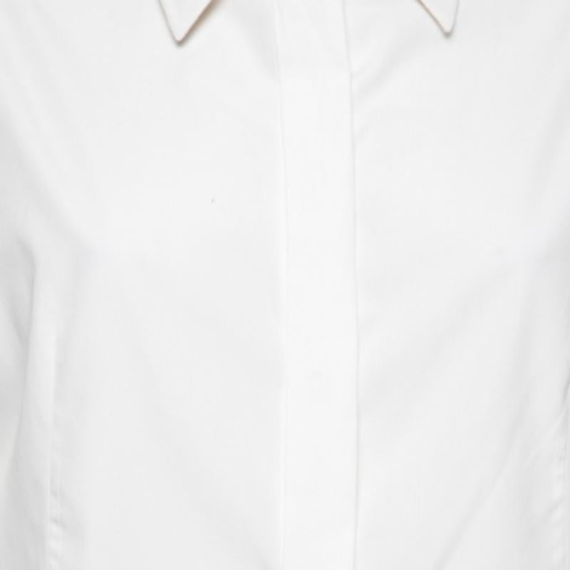 Gianfranco Ferre Hemd aus cremefarbener Baumwolle mit Quaste und Knopfleiste XL Damen im Angebot
