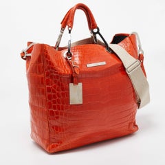Sac cabas à boucle en crocodile orange Gianfranco Ferre