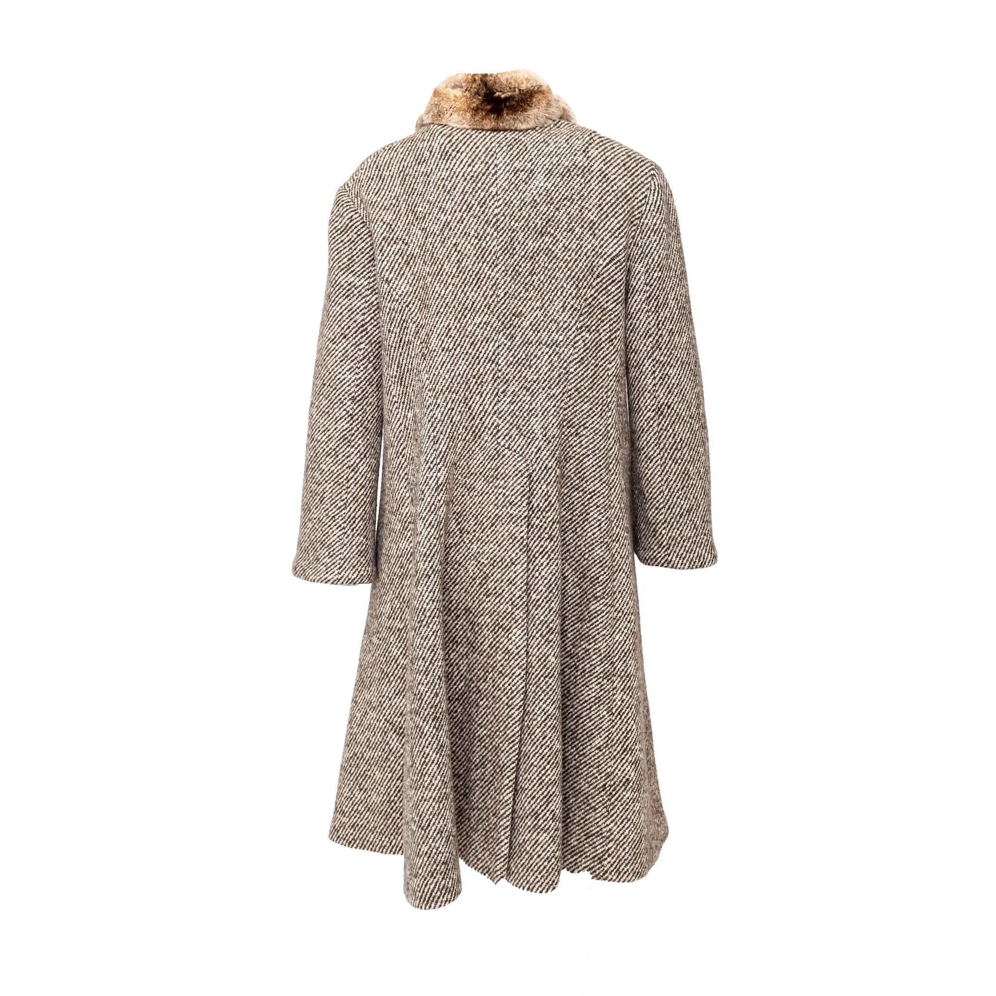 Marrone Gianfranco Ferré Cappotto con inserti in pelliccia - Anni '90 in vendita