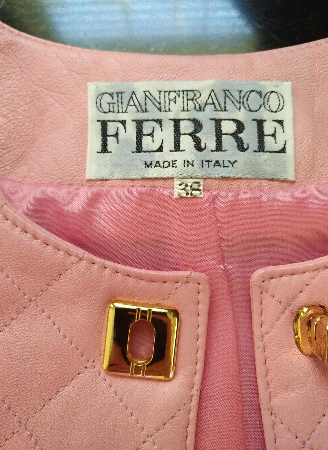  Gianfranco Ferre Petal Pink Quilted Lambskin Leather Jacket EU 38/ US 4 6 For Sale 7