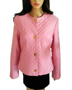 Gianfranco Ferre Petal Pink Quilted Lambskin Leather Jacket EU 38/ US 4 6