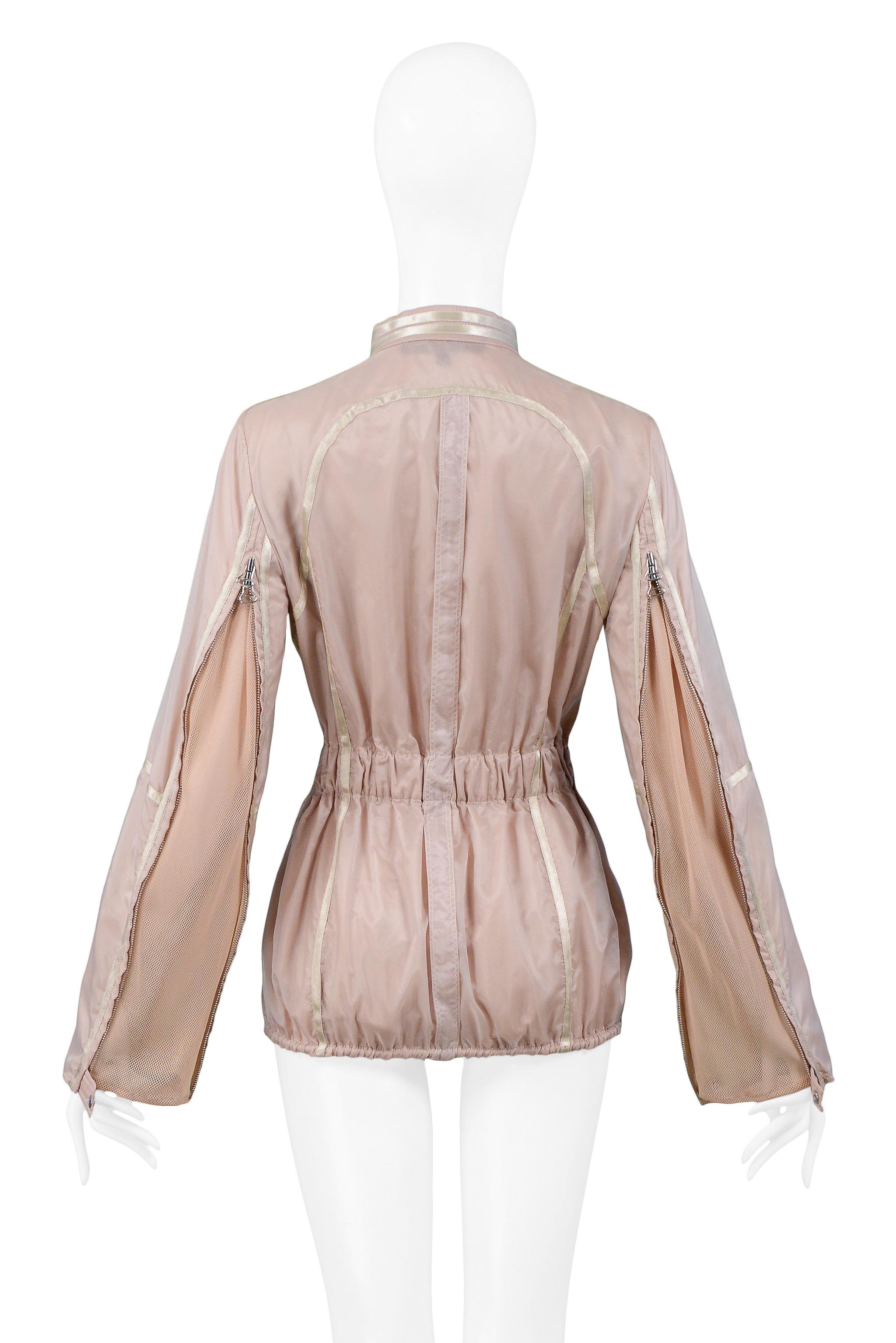 Beige Gianfranco Ferre Pink Nylon Windbreaker Jacket 2005 For Sale
