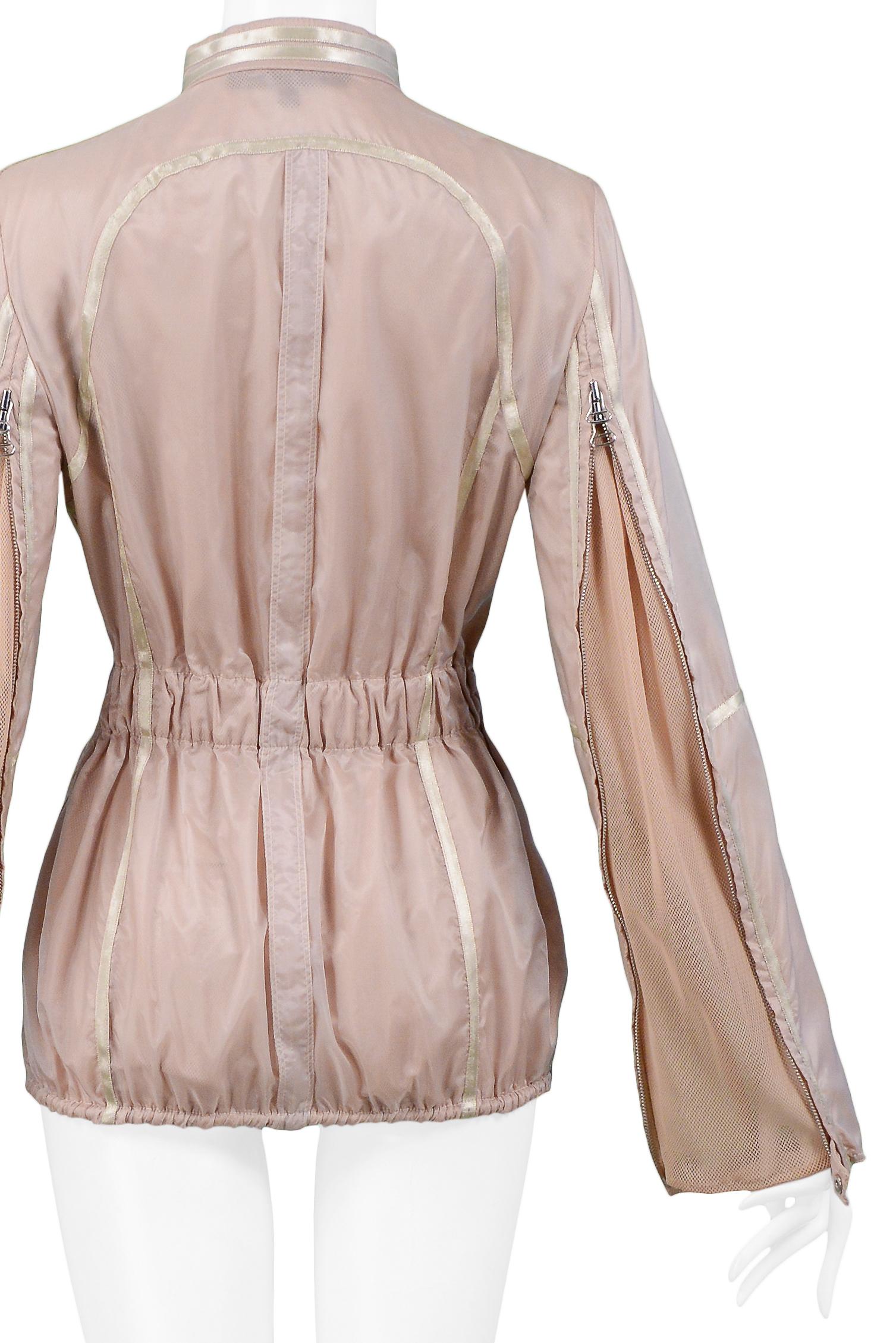 Gianfranco Ferre Pink Nylon Windbreaker Jacket 2005 In Excellent Condition For Sale In Los Angeles, CA