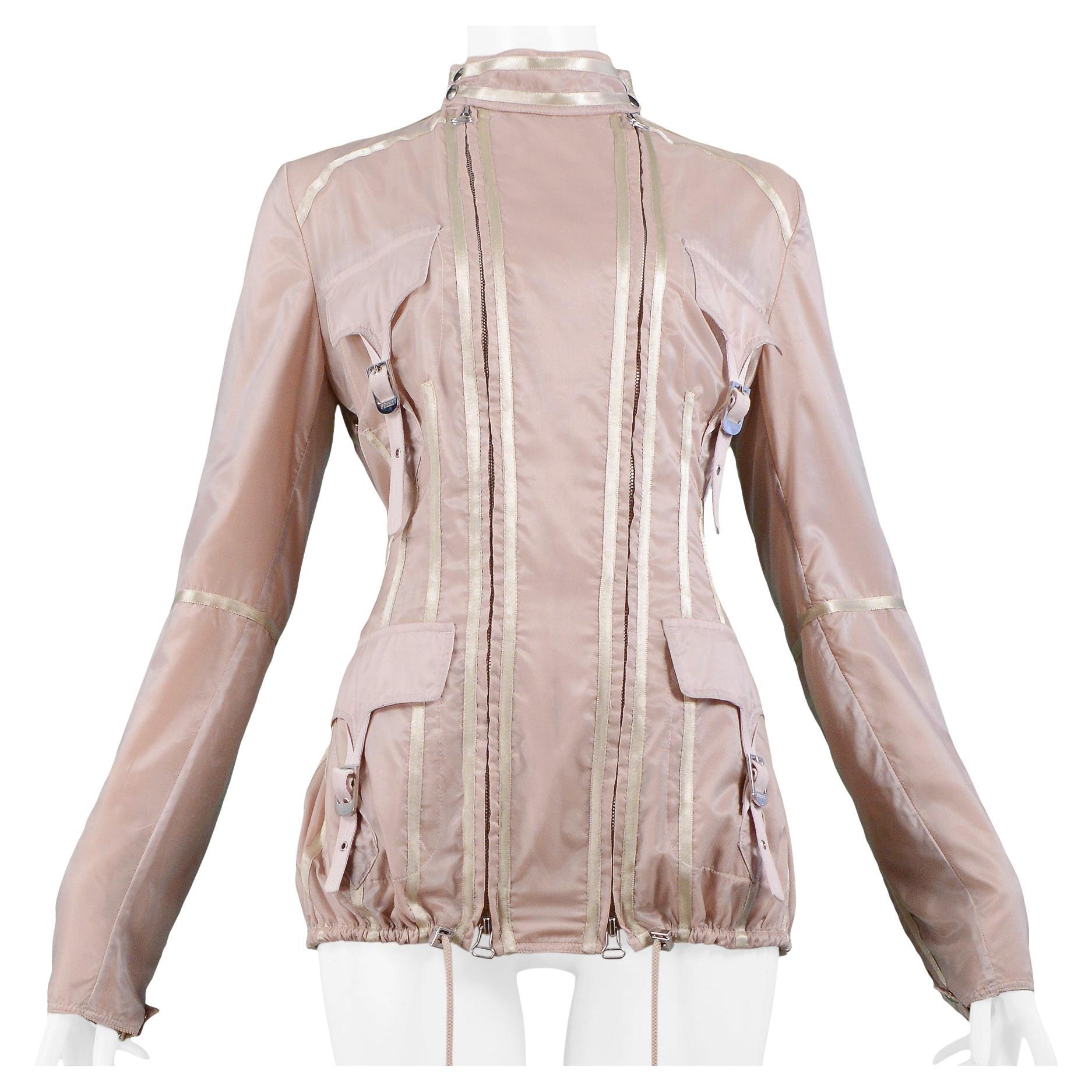 Gianfranco Ferre Pink Nylon Windbreaker Jacket 2005 For Sale