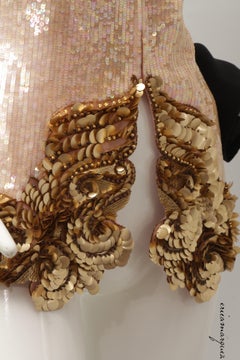 GIANFRANCO FERRE, Pink Organza Silk Vest or Jacket with Gold Tone Sequins