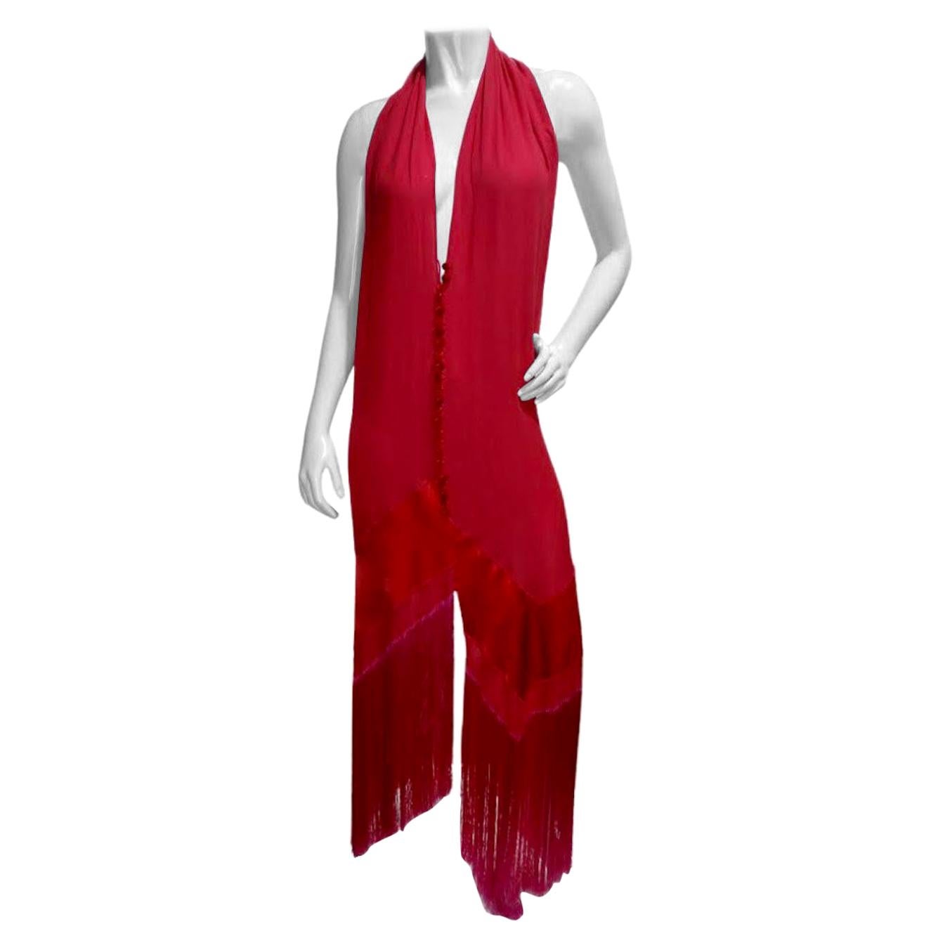 Gianfranco Ferrè Pink Fringe Silk Duster Dress