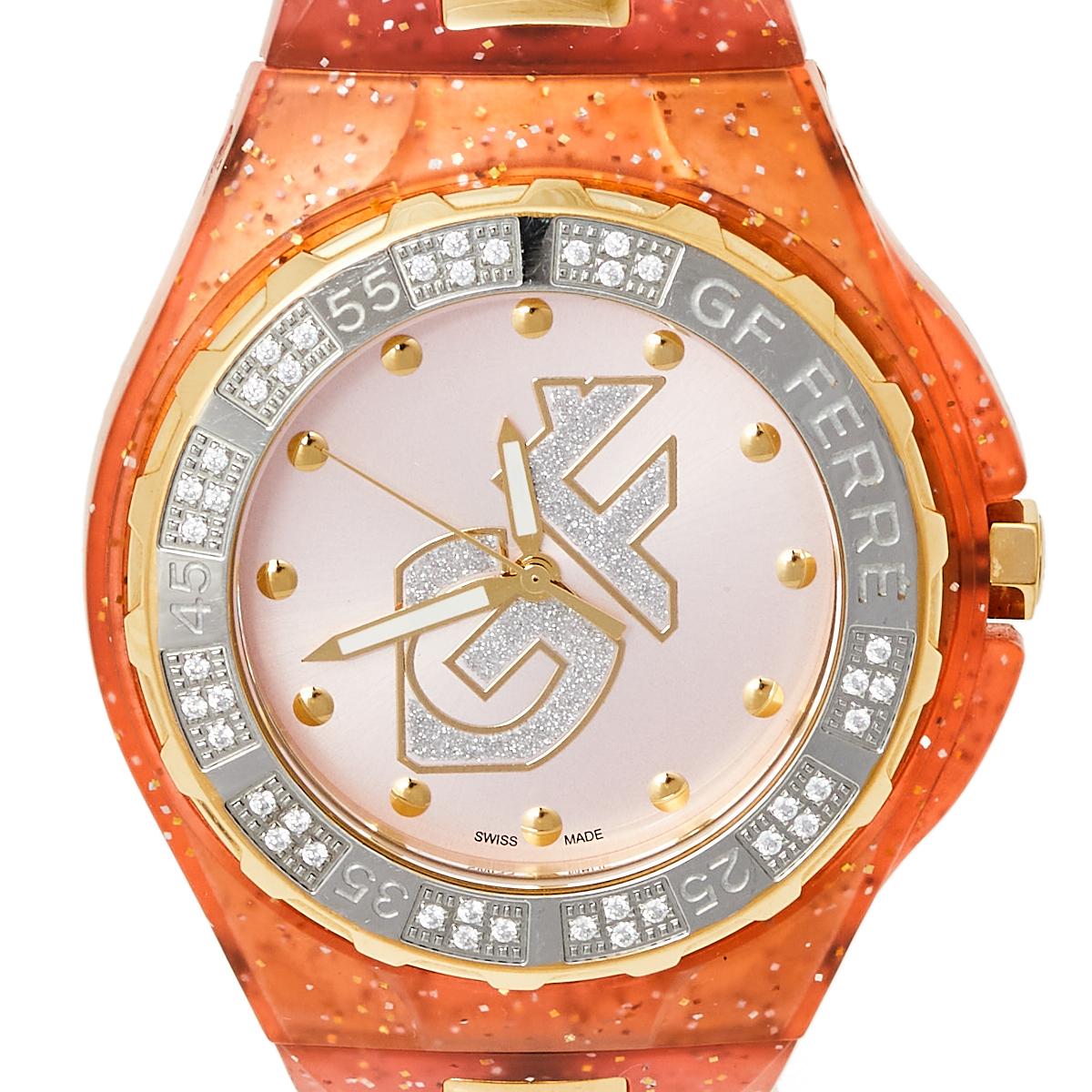 Gevoel radicaal Absurd Gianfranco Ferre Pink Two Tone Rubber GF.9024J-17Z Men's Wristwatch 43 mm  For Sale at 1stDibs