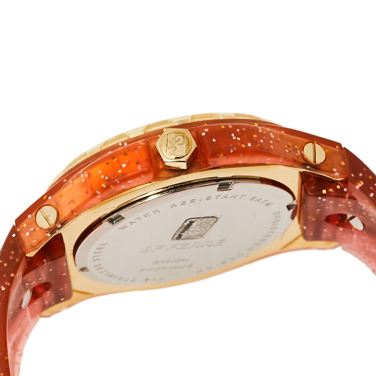 Gianfranco Ferre Pink Two Tone Rubber GF.9024J-17Z Men's Wristwatch 43 mm In Good Condition In Dubai, Al Qouz 2