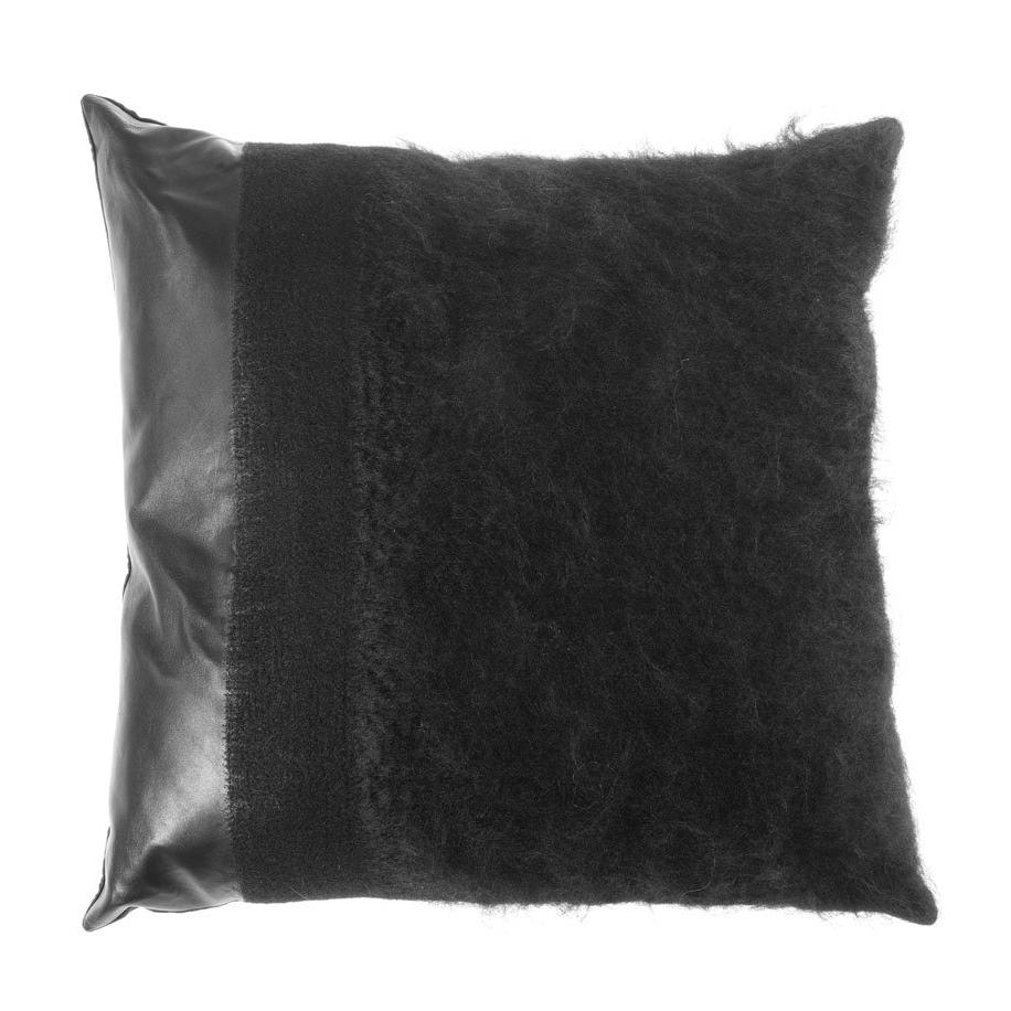 Gianfranco Ferré Precious Pillow in Black Leather with Mohair For Sale